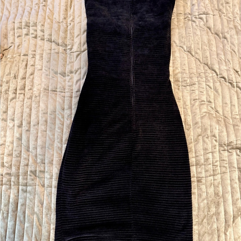 Vintage B Darlin Chic Goth Black Long Sleeve Textured Dress - Picture 8 of 13